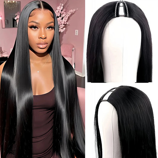 Smilegirl V Part Wig Straight Human Hair Upart For Women