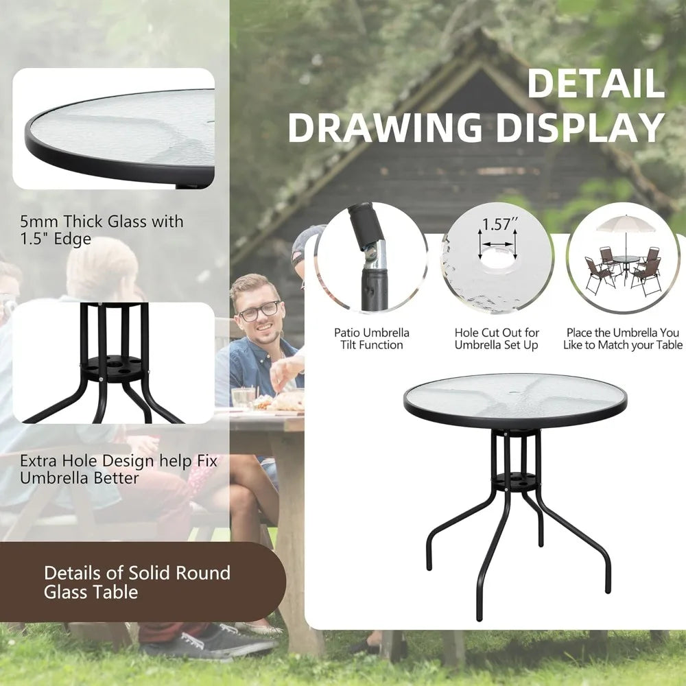 ANGDUO Folding Patio Dining Set All Weather Outdoor Table