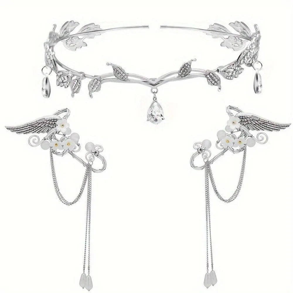 ZhejiangHign-concerned Rhinestone Leaf Tiara Headband Bridal