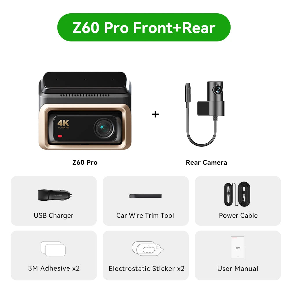 Ddpai Z60 Pro 4K Dash Cam Front And Rear Car Camera