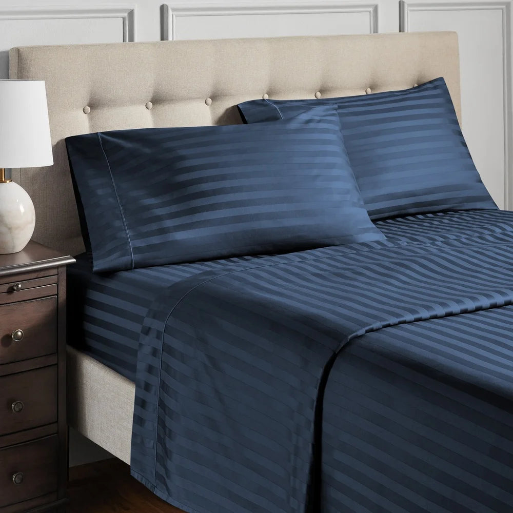 Dutrieux Egyptian Cotton Bed Sheets Set Striped 4 Piece