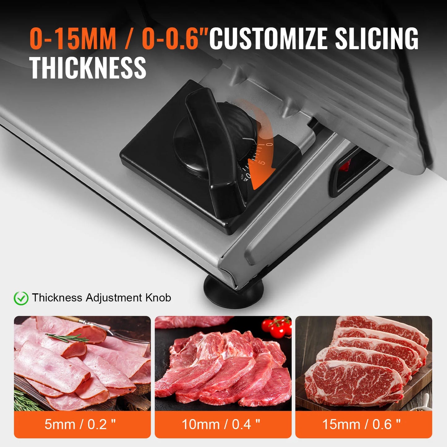 Vevor Meat Slicer Electric Deli Slicer Adjustable Thickness