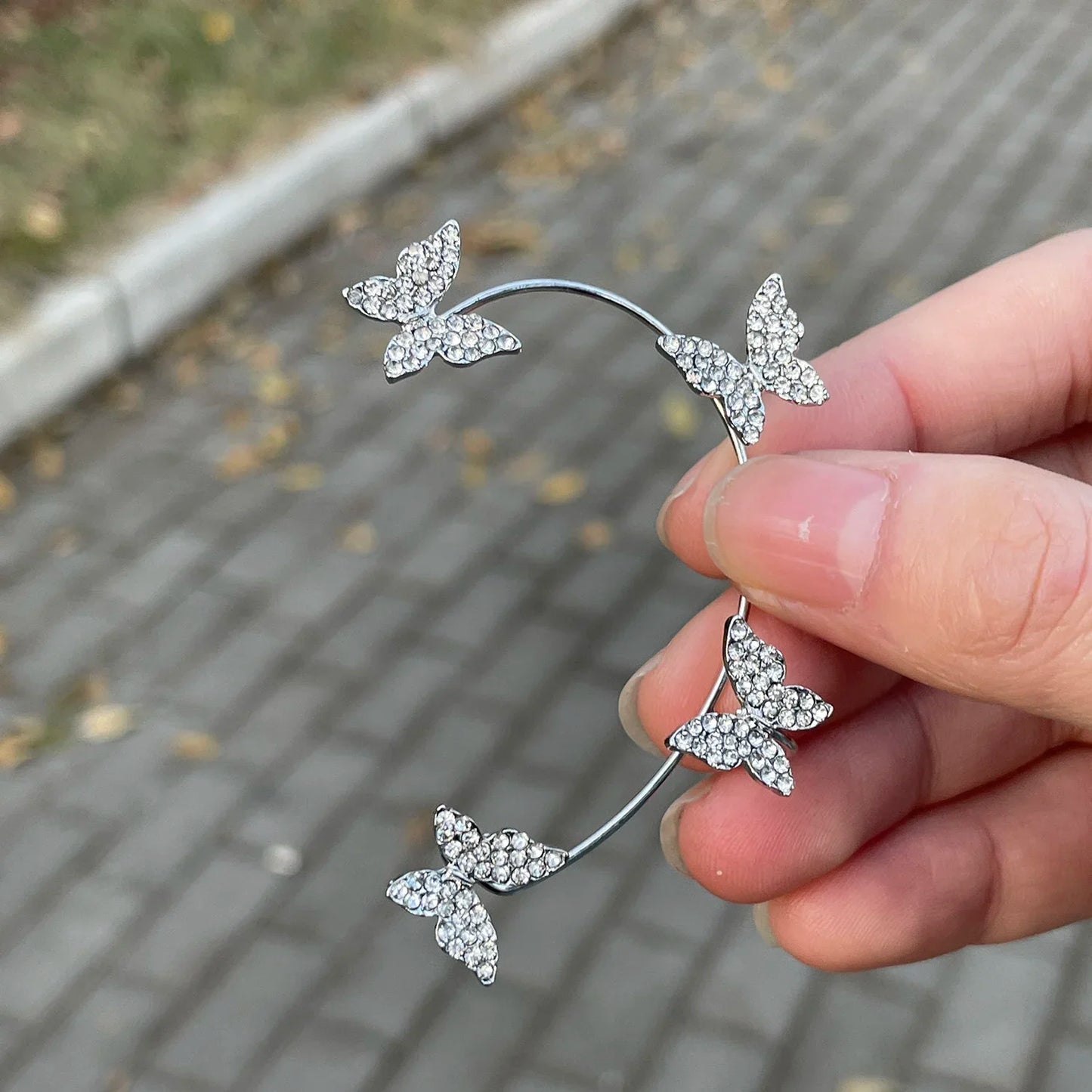RINHOO Friendship Butterfly Ear Clips Zircon Earrings