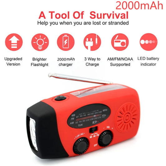 Takezero Solar Hand Crank Radio AM FM NOAA LED Flashlight