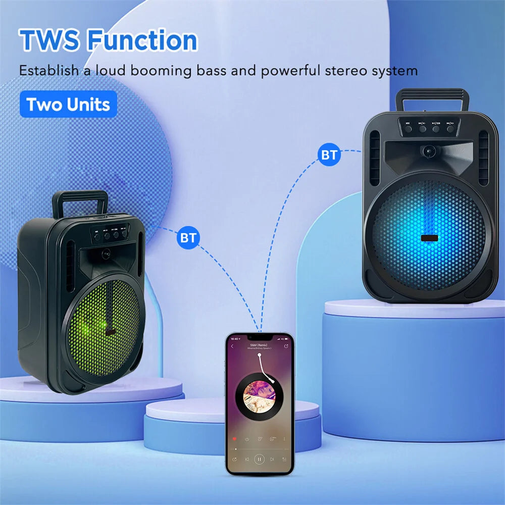 CURUK Portable Bluetooth Speaker With Led Lights Karaoke