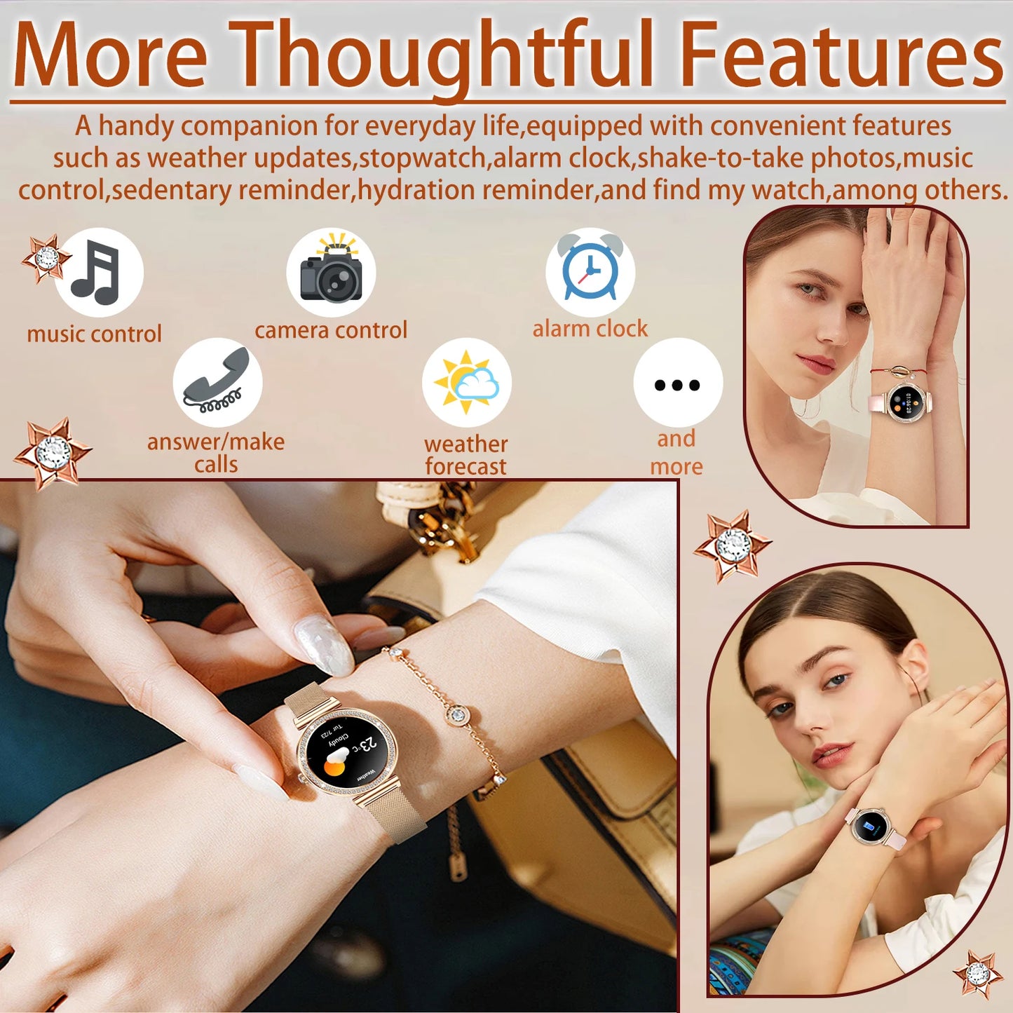 INNOFOVO Women Smart Watch Wireless Calls Fitness Tracker