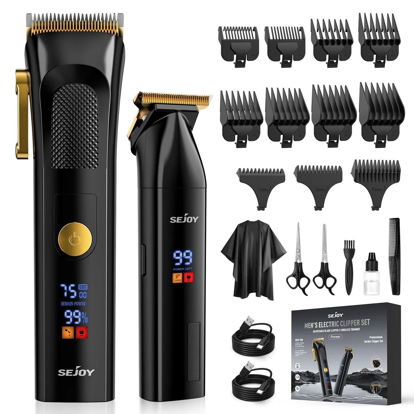 Sejoy Professional Hair Clippers For Men Cordless Grooming Set