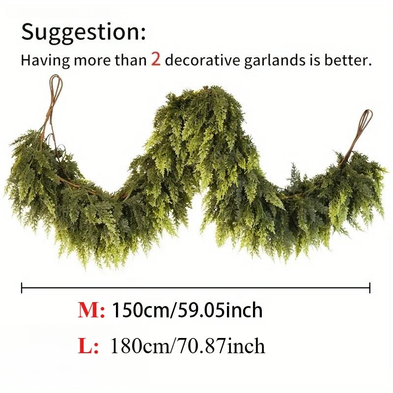 1pc 1.5m/1.8m Realistic Christmas Garland - Artificial Pine Wreath for Fireplace, Outdoor & Farmhouse Decor