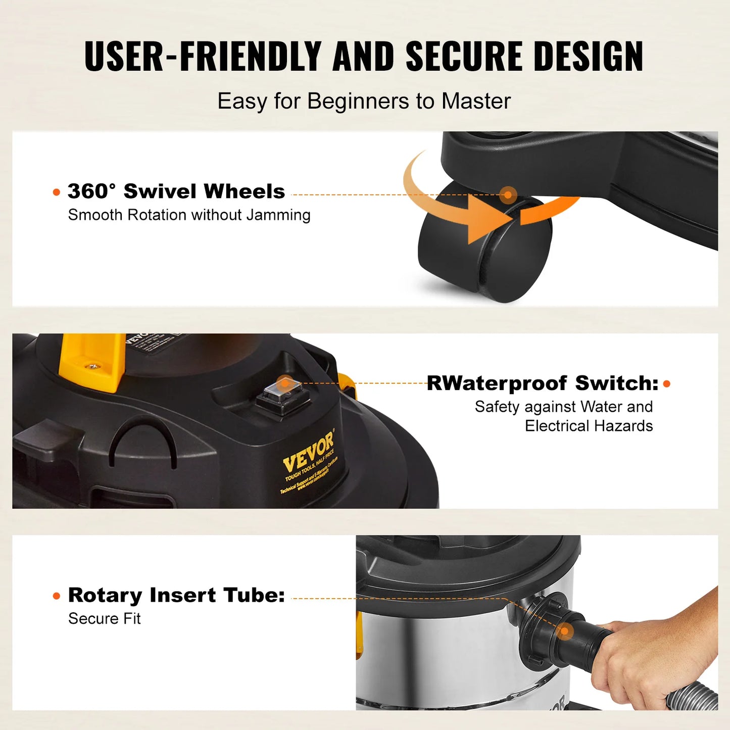 Succebuy Stainless Steel Wet Dry Shop Vacuum Suction Pet Hair