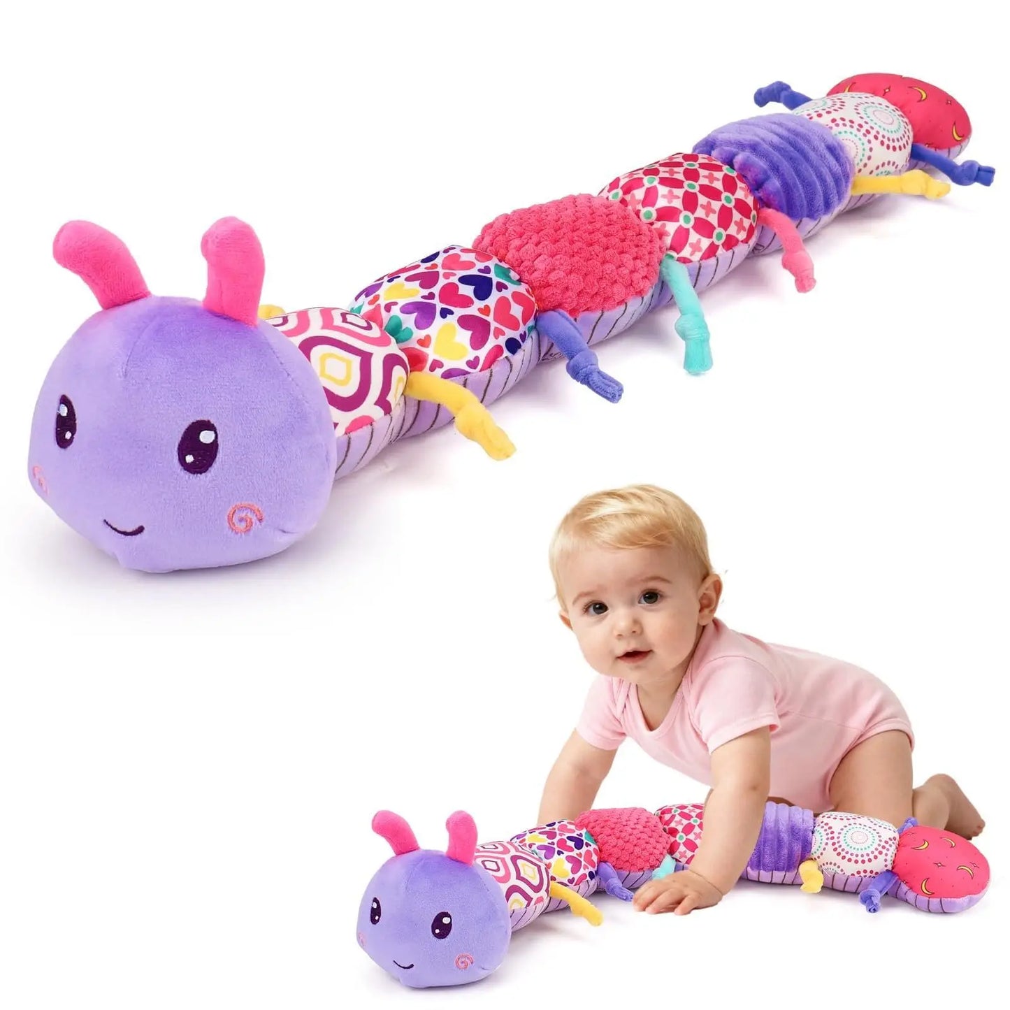 Infant Sensory Discovery Toy, Plush Caterpillar with Sounds & Textures - Engaging & Durable for 0-12 Month Old Babies