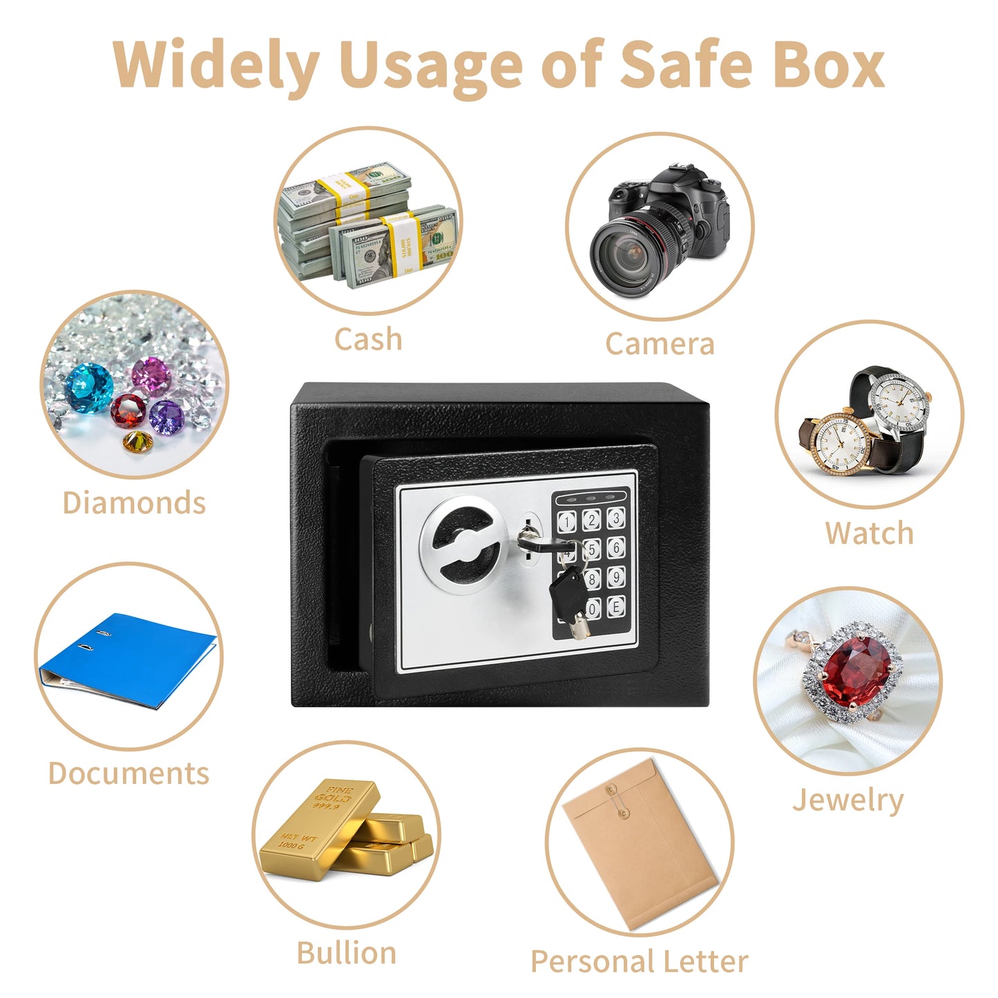 Hign-concerned Electronic Digital Safe Box Steel Money Safe Fireproof For Home Hidden Cash