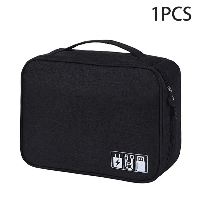 Compact Electronics Storage Bag – Holds 10+ Cables, Adapters & Earbuds, Durable Nylon Travel Tech Pouch