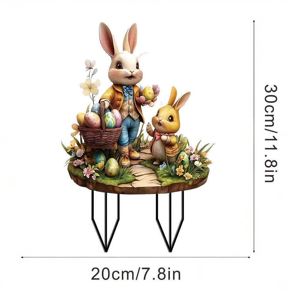 Easter Garden Stake Decor Multi-Function Courtyard Statue High-Quality Acrylic Figurine Waterproof Patio Sculpture Outdoor Decor