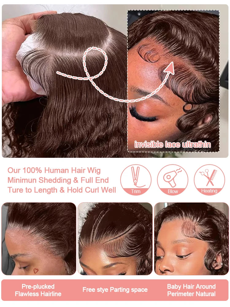 Fiquetel Remy Brazilian Hair Lace Front Wig Deep Wave