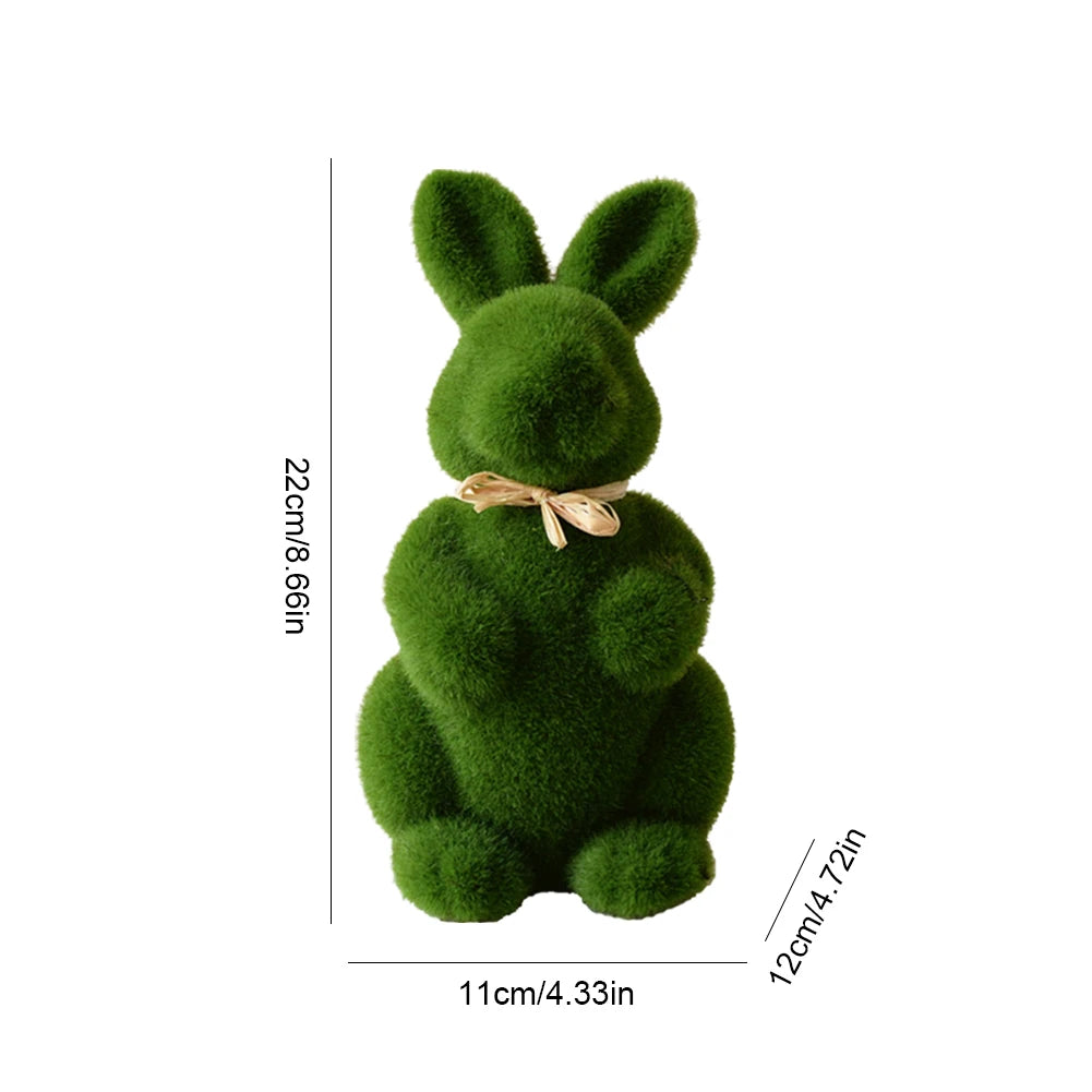 Easter Bunny Decor Easter Moss Rabbit Figurine Home Garden Party Decor Desktop Decoration for Living Room for 2024 Spring Easter