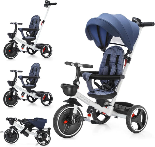 Ubravoo 5-In-1 Baby Stroller Tricycle With Adjustable Canopy