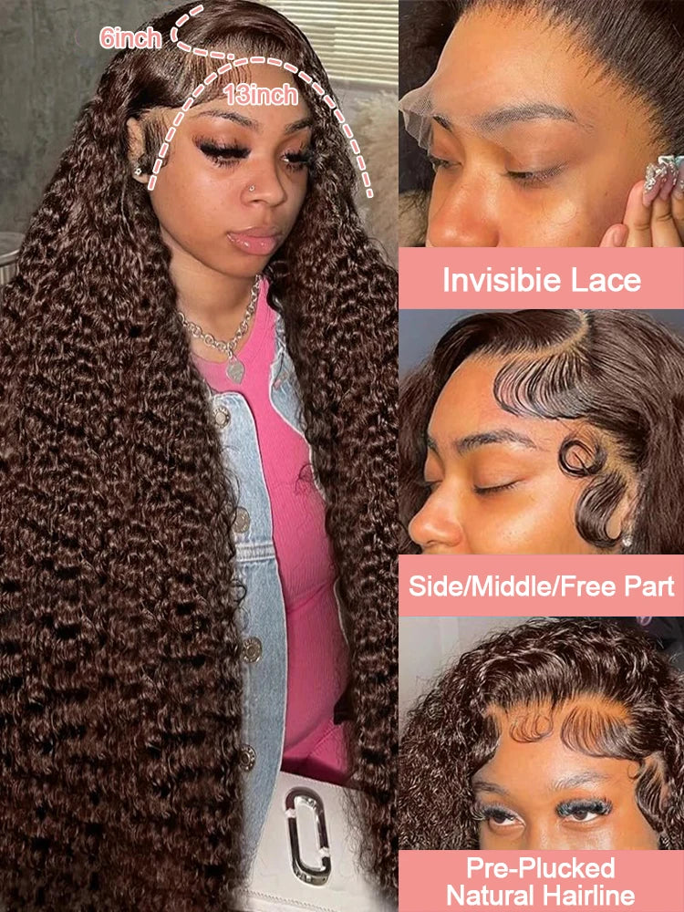 Fiquetel Remy Brazilian Deep Wave Human Hair Lace Front Wig