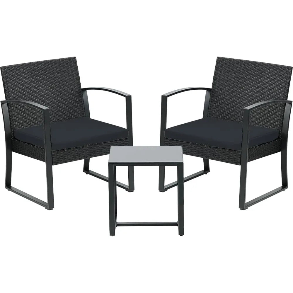 General Use Outdoor Patio Set With Wicker Chairs And Table
