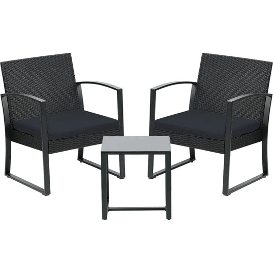 General Use Outdoor Patio Set With Wicker Chairs And Table