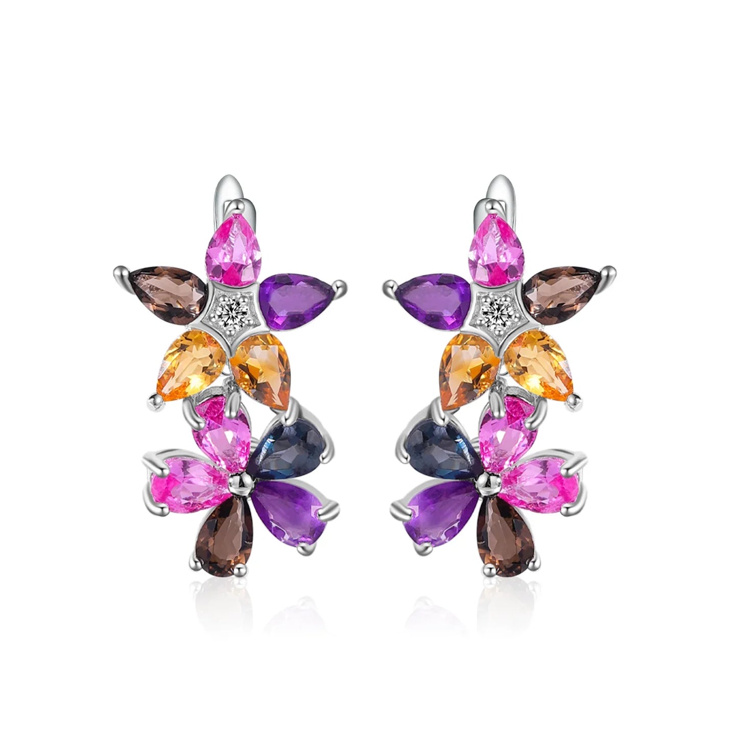 GEM'S Ballet 925 Sterling Silver Birthstone Leaf Earrings