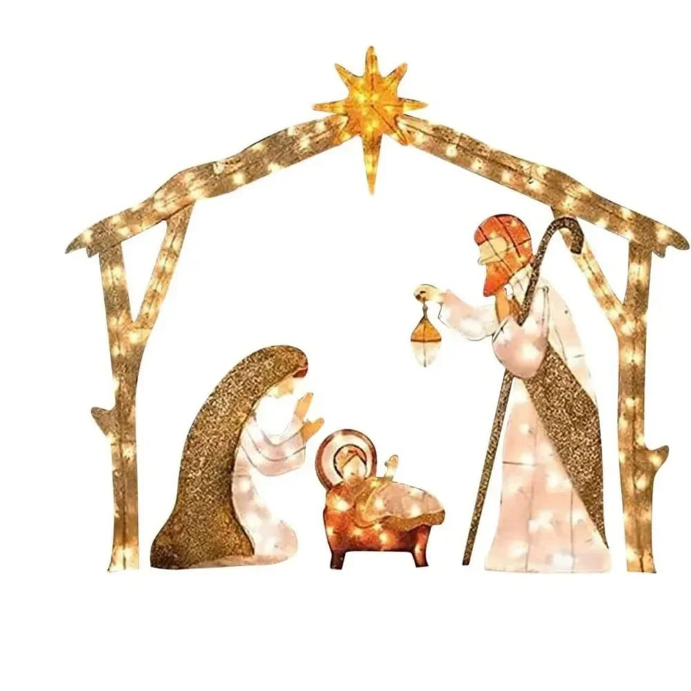 Hot Sale Outdoor Lighted Nativity Scene With light Waterproof Nativity Scene Christmas Decoration Easter Yard Decoration