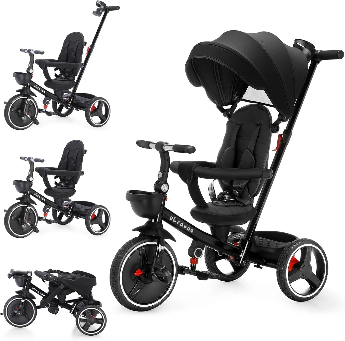Ubravoo 5-In-1 Baby Stroller Tricycle With Adjustable Canopy