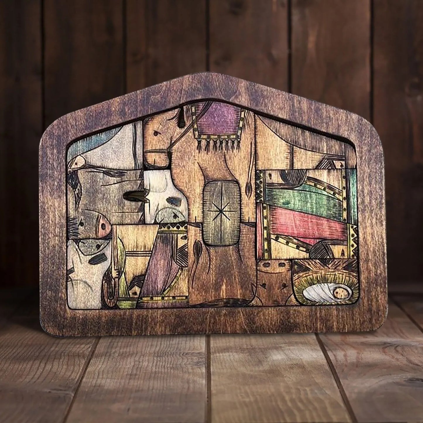 Wooden Jesus Puzzles Nativity Set Table Decor Ornament Nativity Puzzle With Wood Burned Design Jigsaw Puzzle Game For Adults Kid