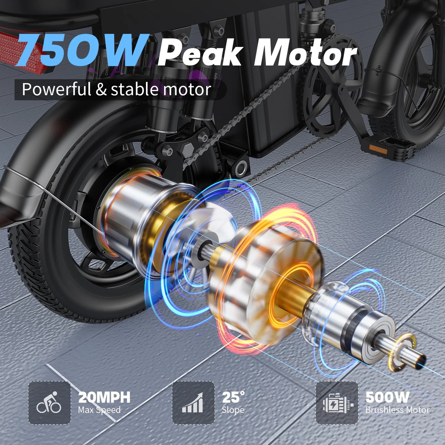 Folding Electric Bike for Adults 750W Peak Motor 48V Battery