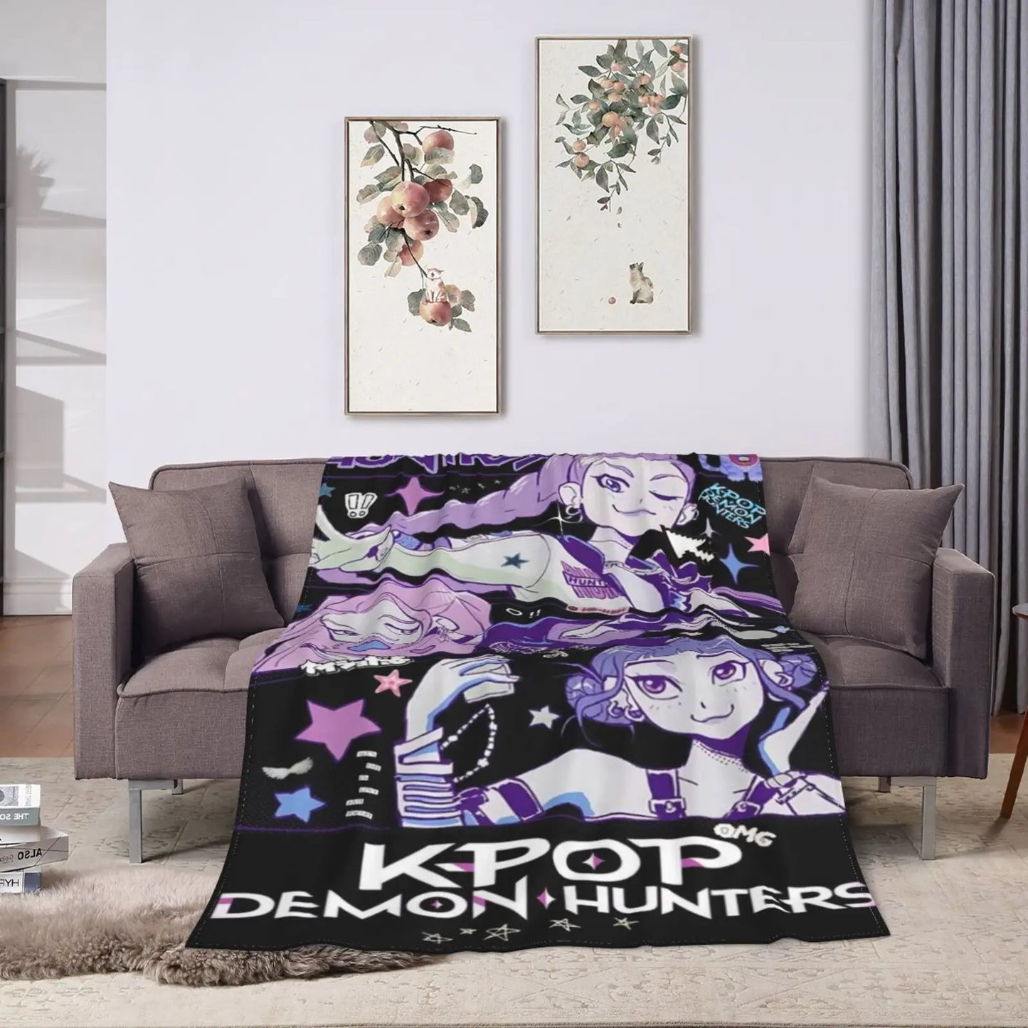 Huntrix Cozy Flannel Blanket Demon Hunter Anime Gift Fans