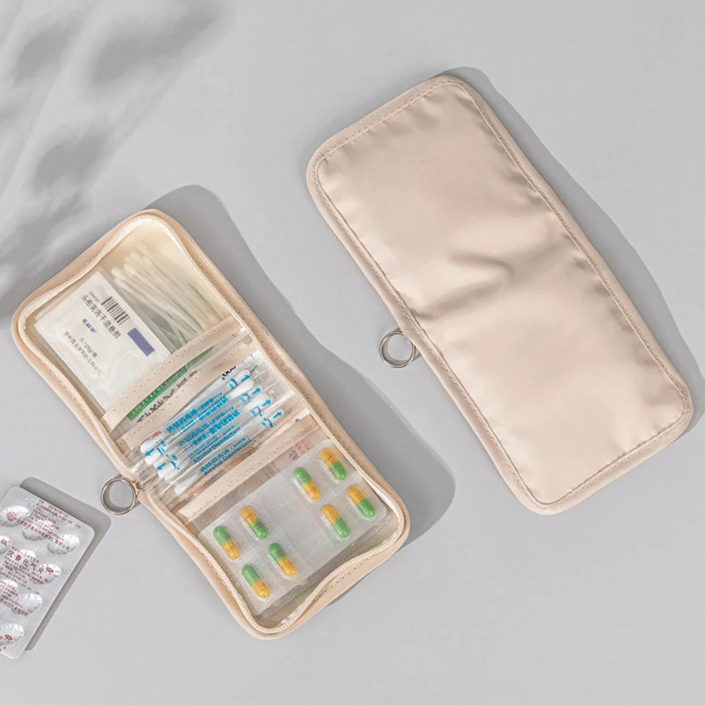 Mini Medical Pouch Portable Foldable Large Opening with Zip Sort First Aid Kit Outdoor Travel Essential Storage Bag