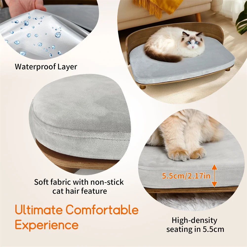 Borwartcn Elevated Dog Bed Solid Wood Legs Removable Cover