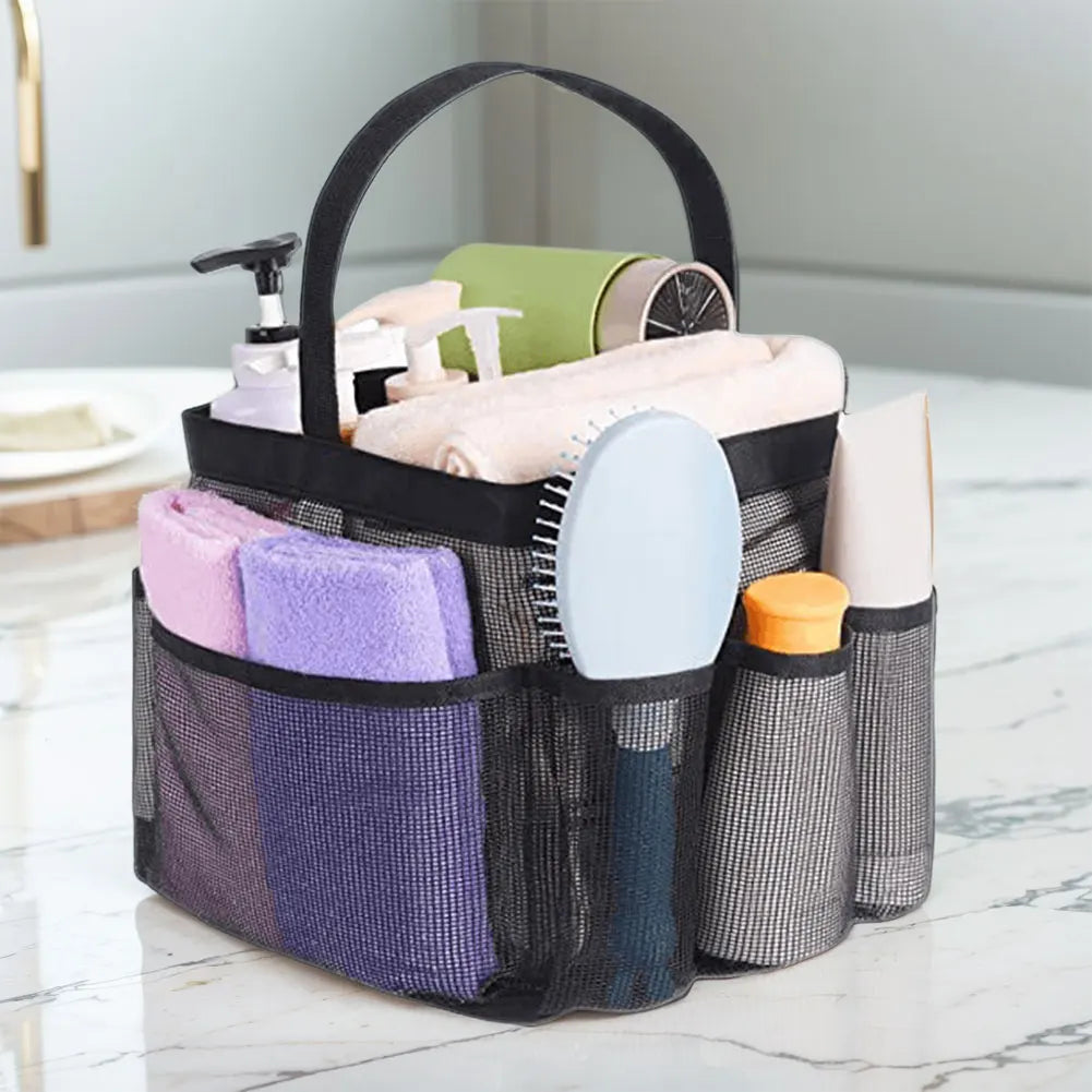 Mesh Shower Caddy Portable Shower Bag Multi-pockets Shower Basket Quick Dry Shower Tote Bag with Handle for College Dorm Travel