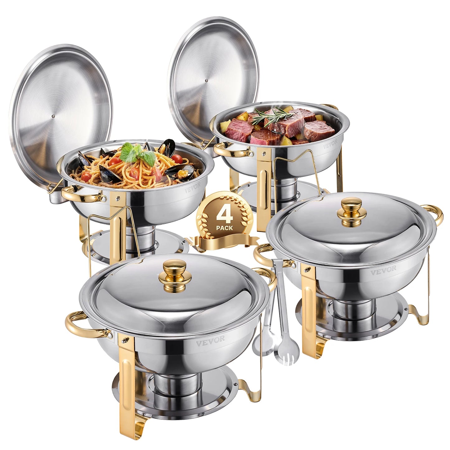 Succebuy Stainless Steel Chafing Dish Buffet Set 4 Pans