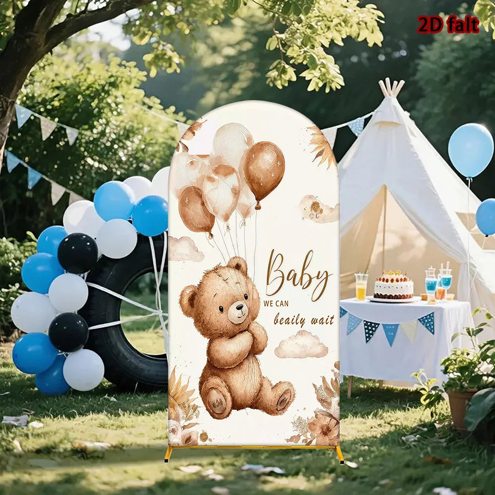 Teddy Bear Hot Air Balloon Theme Arch Backdrop, Cute Style, Durable, Kids Birthday/Party Decor, Seasonal Use, Event Scene