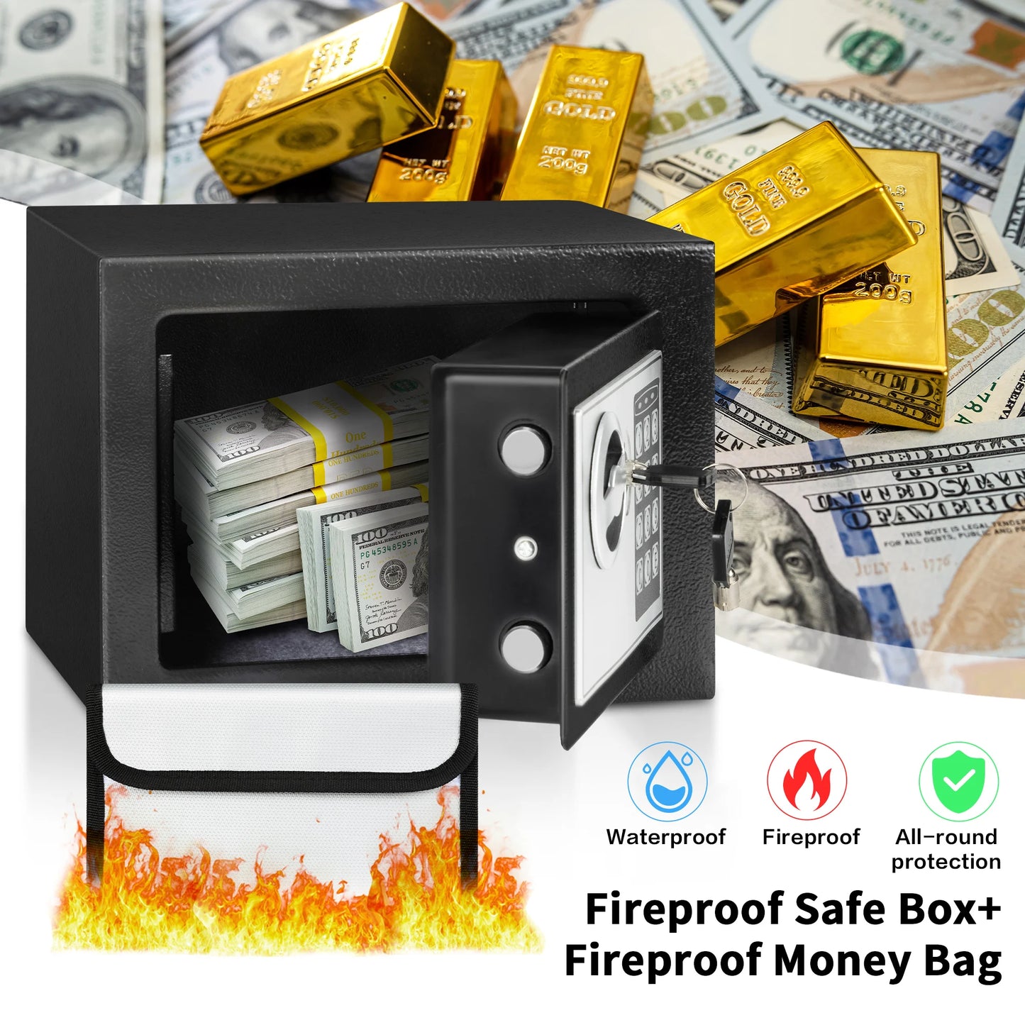 Hign-concerned Electronic Digital Safe Box Steel Money Safe Fireproof For Home Hidden Cash
