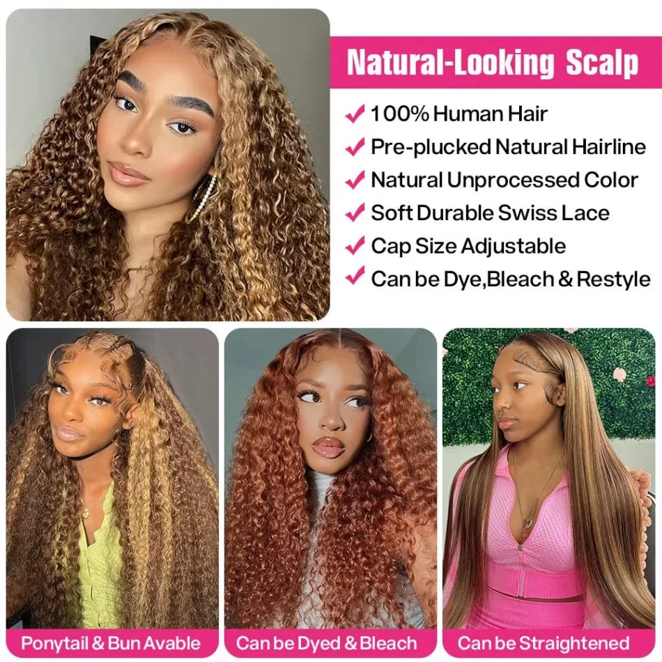 FroloCap 360 Full Lace Wig Human Hair Deep Wave Frontal