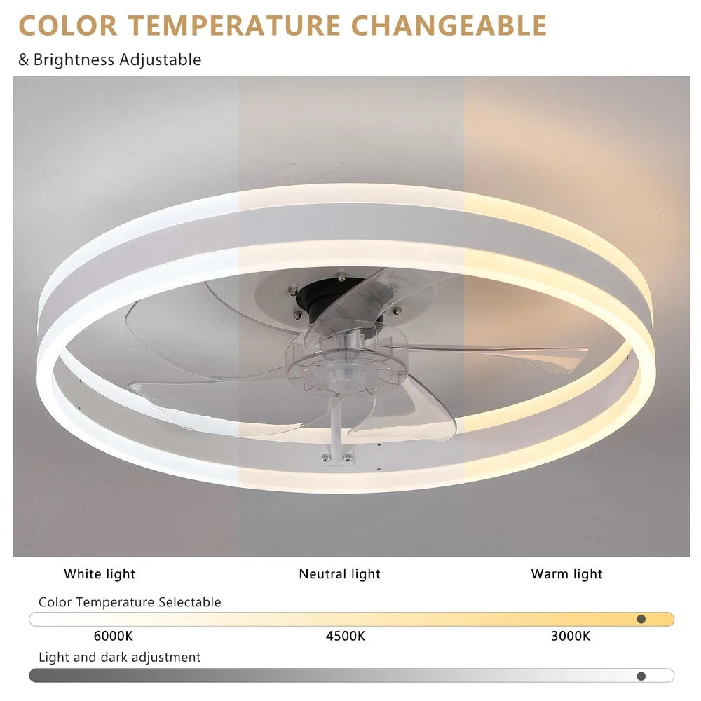 XMSJ Bladeless Ceiling Fan With Remote Dimmable LED