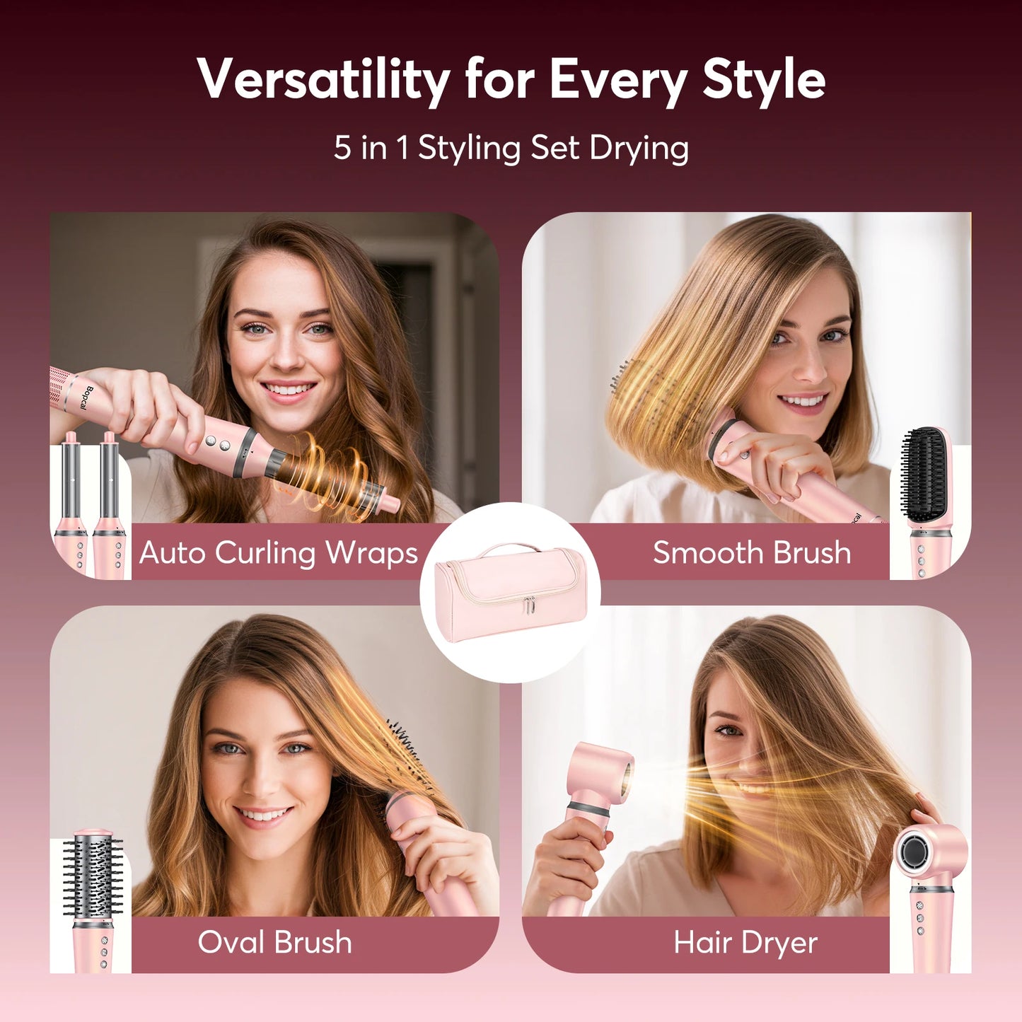 BOPCAL Five In 1 Hair Styler With Travel Case 1200W