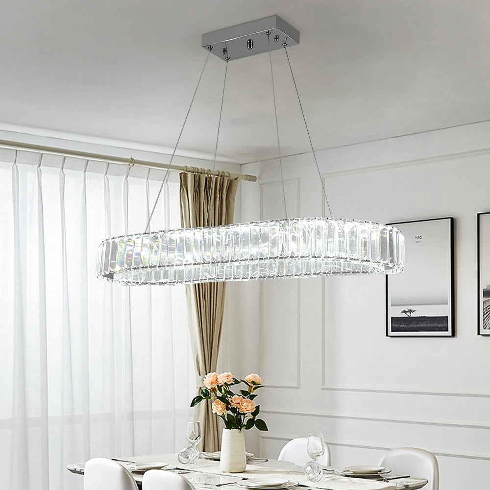 VETRULUS Modern Crystal Oval LED Chandelier Pendant Light