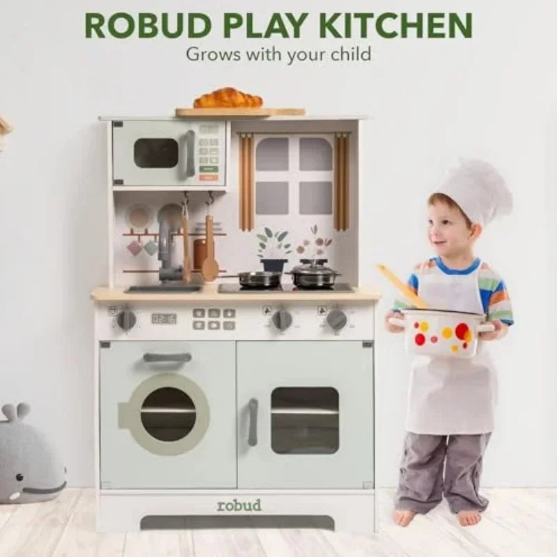 Rolife Robud Wooden Play Kitchen Set With Lights And Sounds