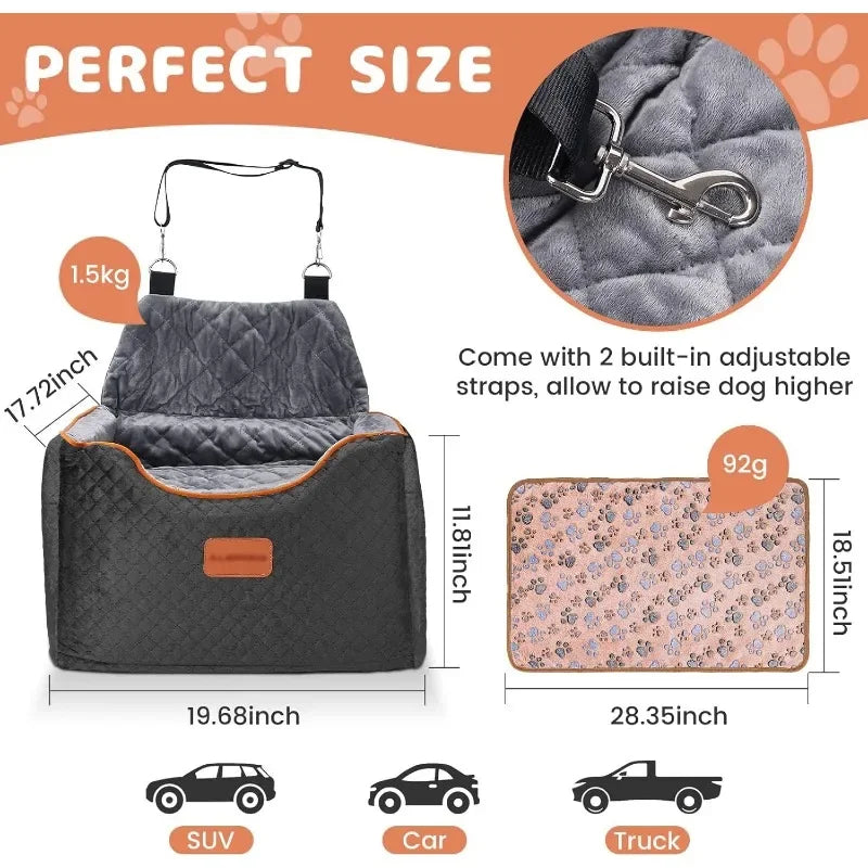 Hign-concerned Memory Foam Booster Dog Car Seat Cover