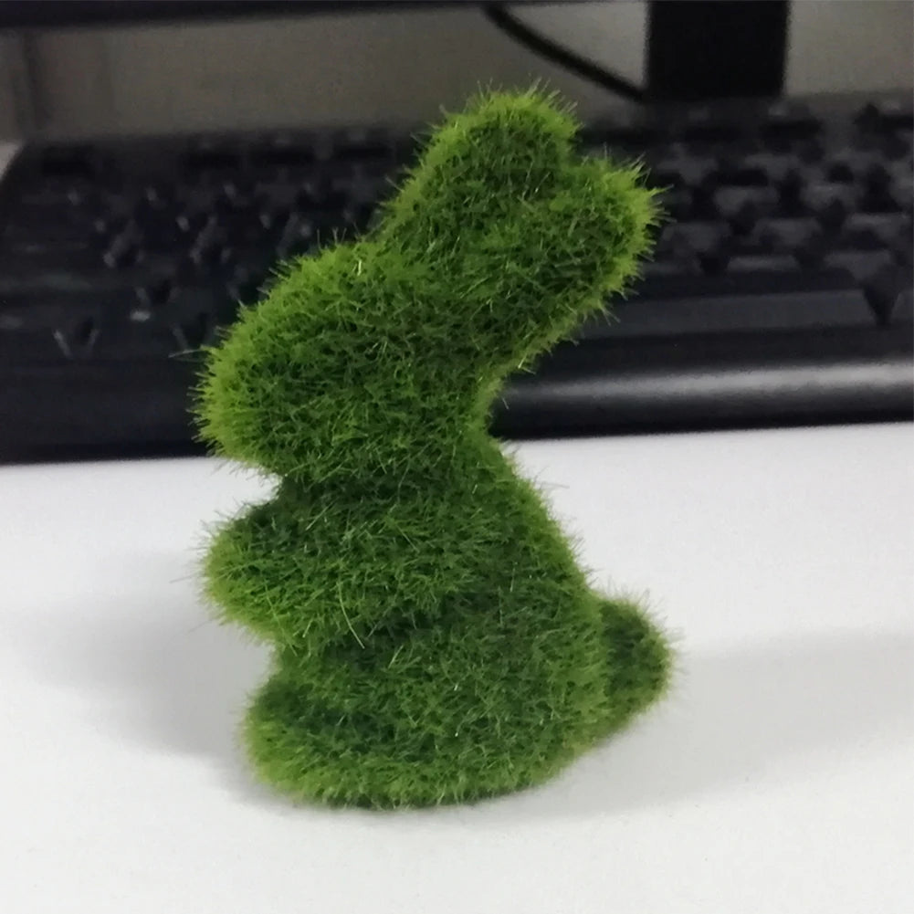Easter Bunny Decor Easter Moss Rabbit Figurine Home Garden Party Decor Desktop Decoration for Living Room for 2024 Spring Easter