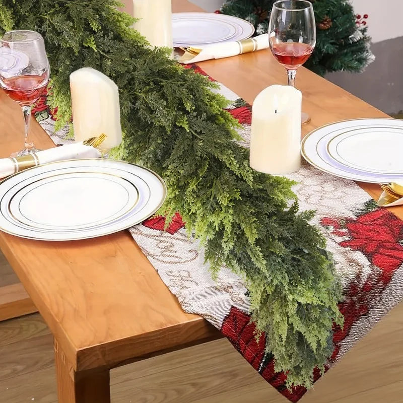 1pc 1.5m/1.8m Realistic Christmas Garland - Artificial Pine Wreath for Fireplace, Outdoor & Farmhouse Decor
