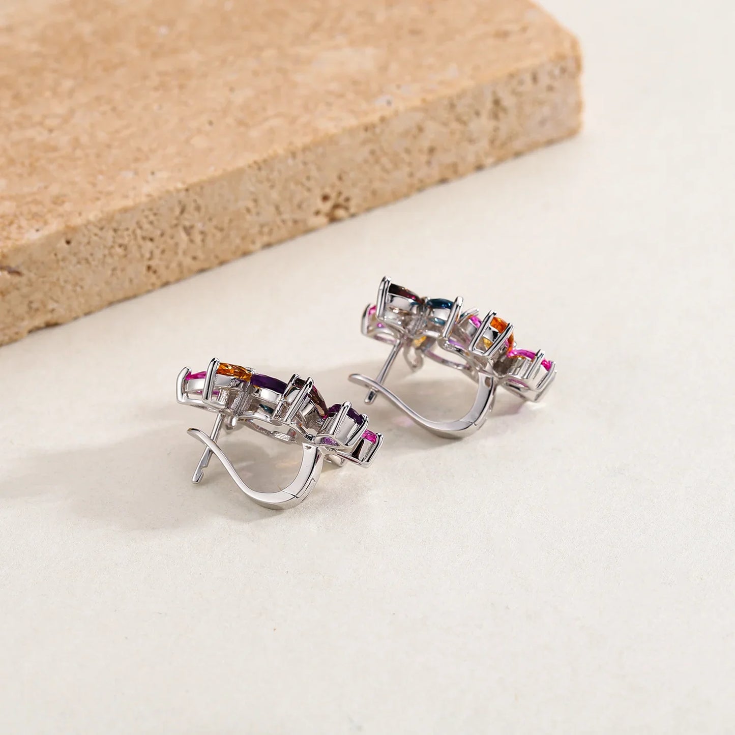 GEM'S Ballet 925 Sterling Silver Birthstone Leaf Earrings