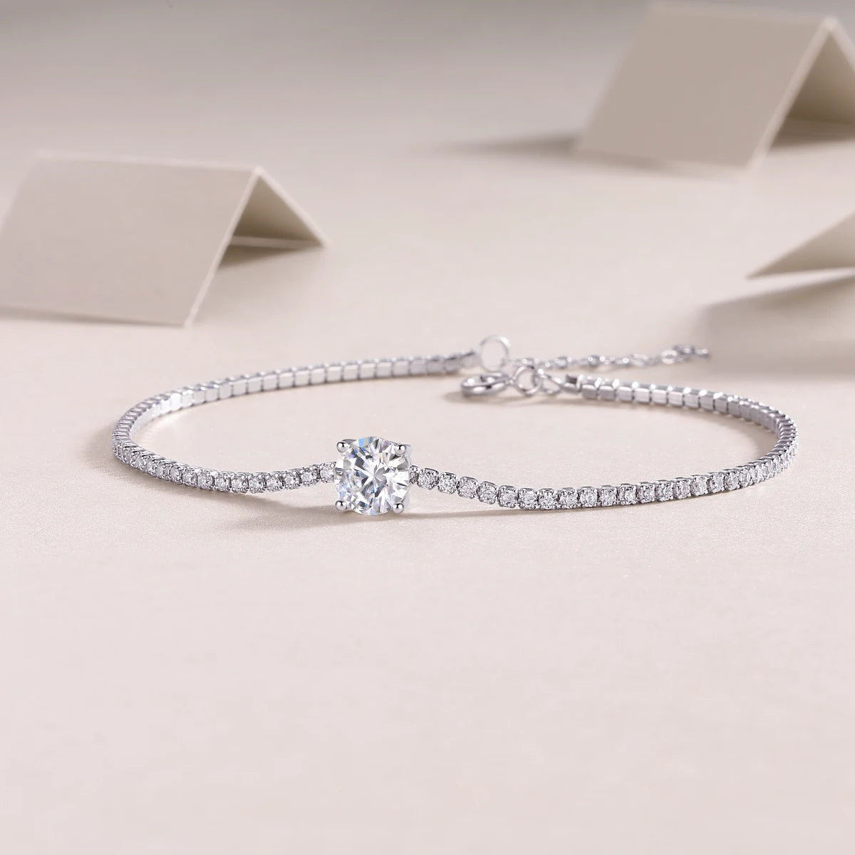 JIUZUAN Moissanite Bracelet 925 Silver 18K Gold Plated Gift