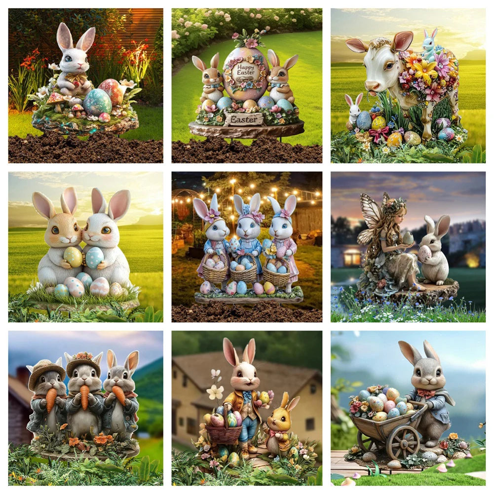 Easter Garden Stake Decor Multi-Function Courtyard Statue High-Quality Acrylic Figurine Waterproof Patio Sculpture Outdoor Decor