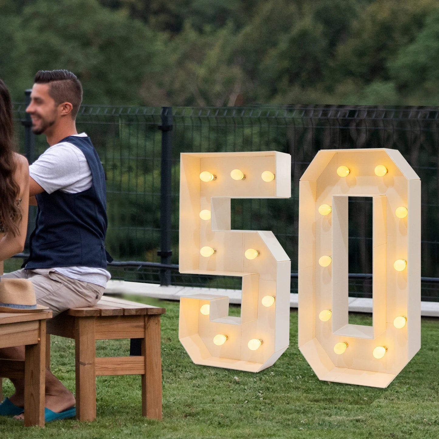 Color 50th Birthday Light Up Marquee Frame With 50 Numbers