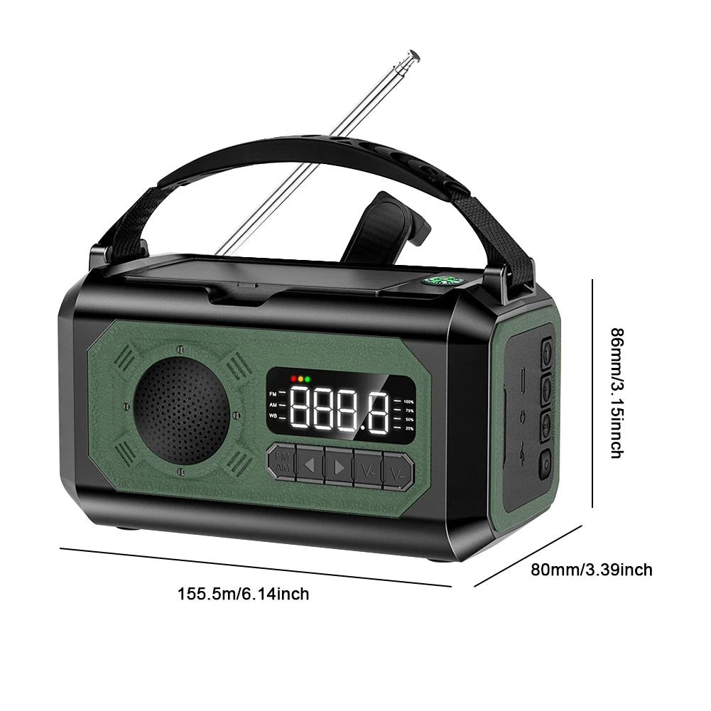 MUQZIC 12000mAh Solar Portable Emergency Radio With Light