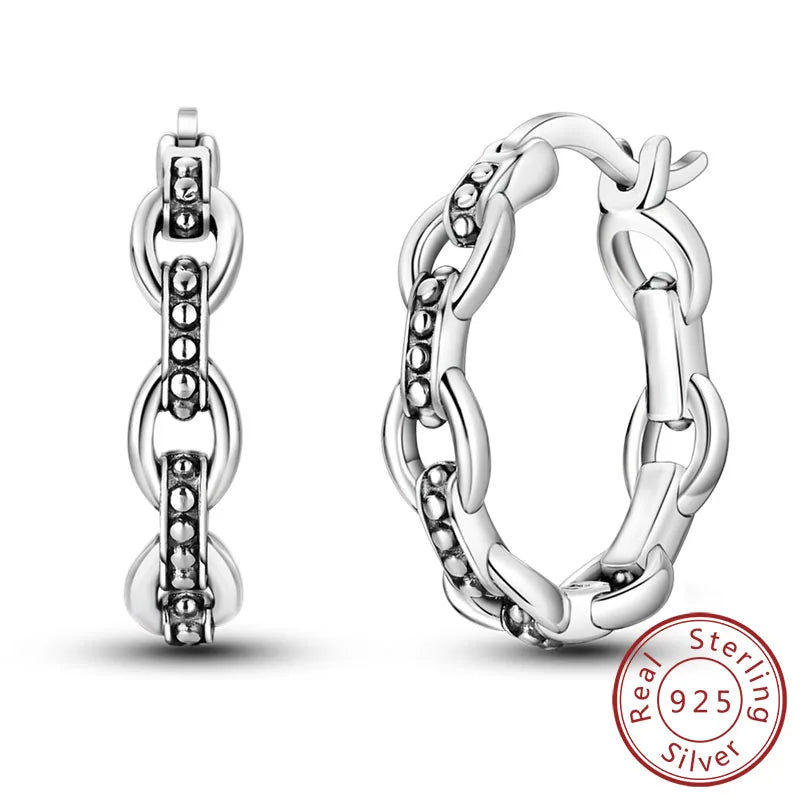 925 Sterling Silver Hoop Earrings Square Circle Heart