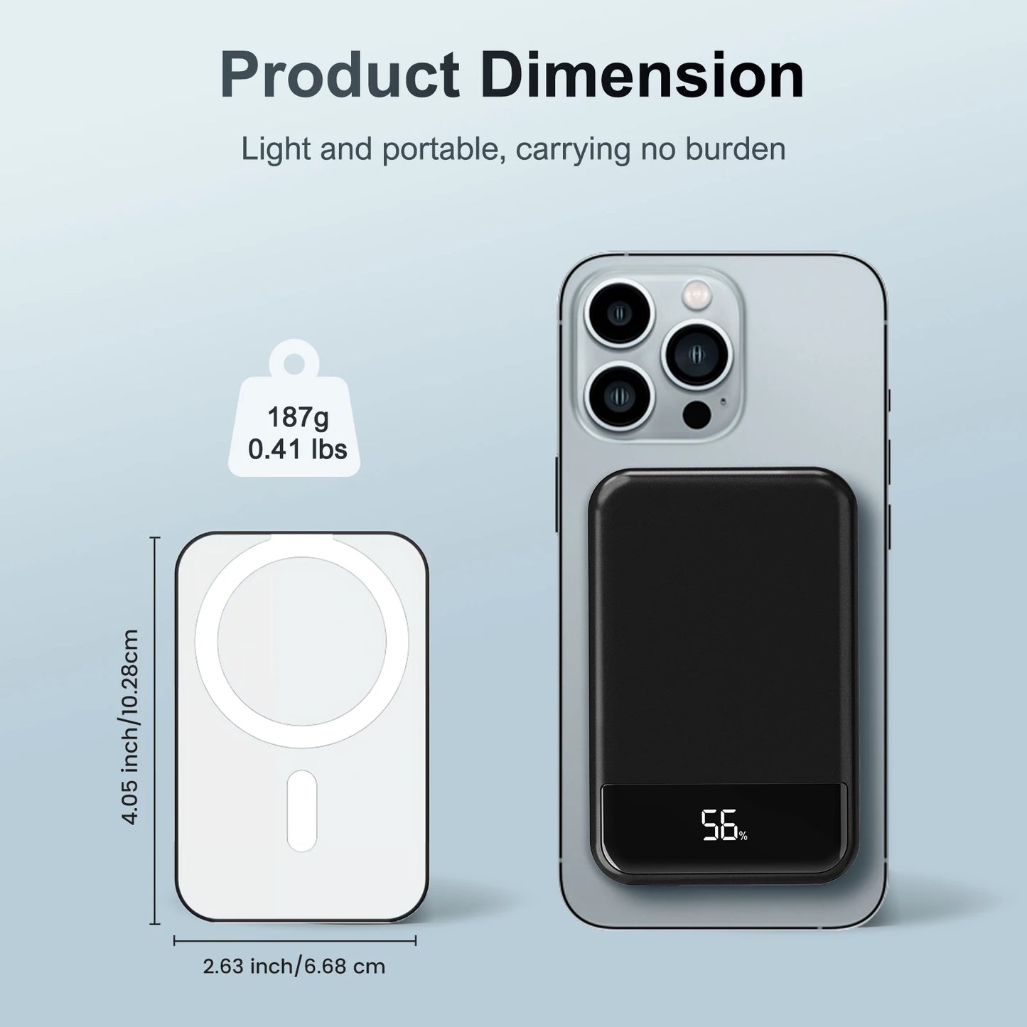 Magnetic Wireless Power Bank 10000mAh PD20W Display iPhone